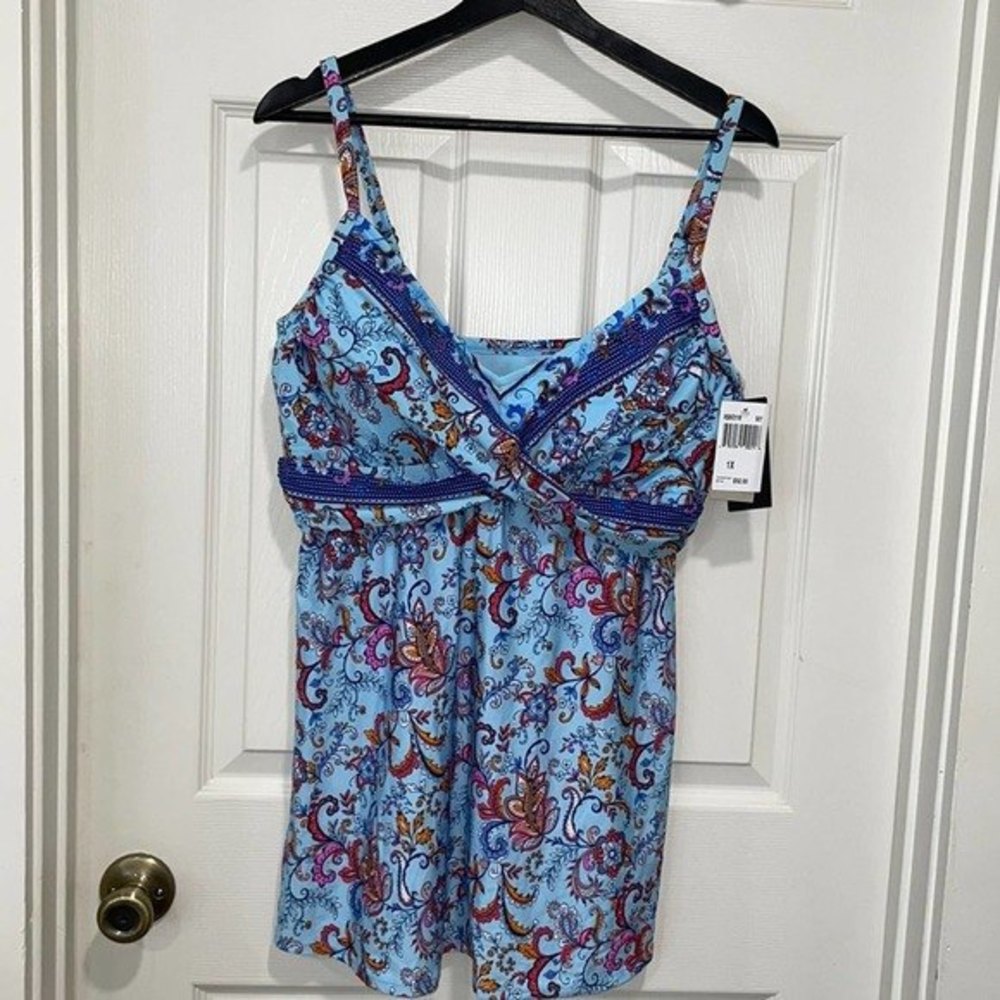 Kenneth Cole Plus Size Tankini Swimwear Sz 1X